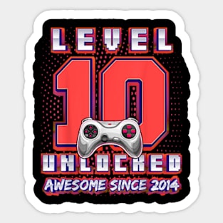 10th Birthday Gamer 10 Year Old Bday Boy Ten Son Sticker